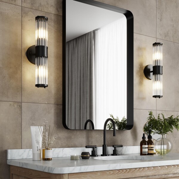 4944/2W DROPS ODL22 507 черный/прозрачный/стекло Настенный светильник с выкл. E14 1*40W IP44 KEPA