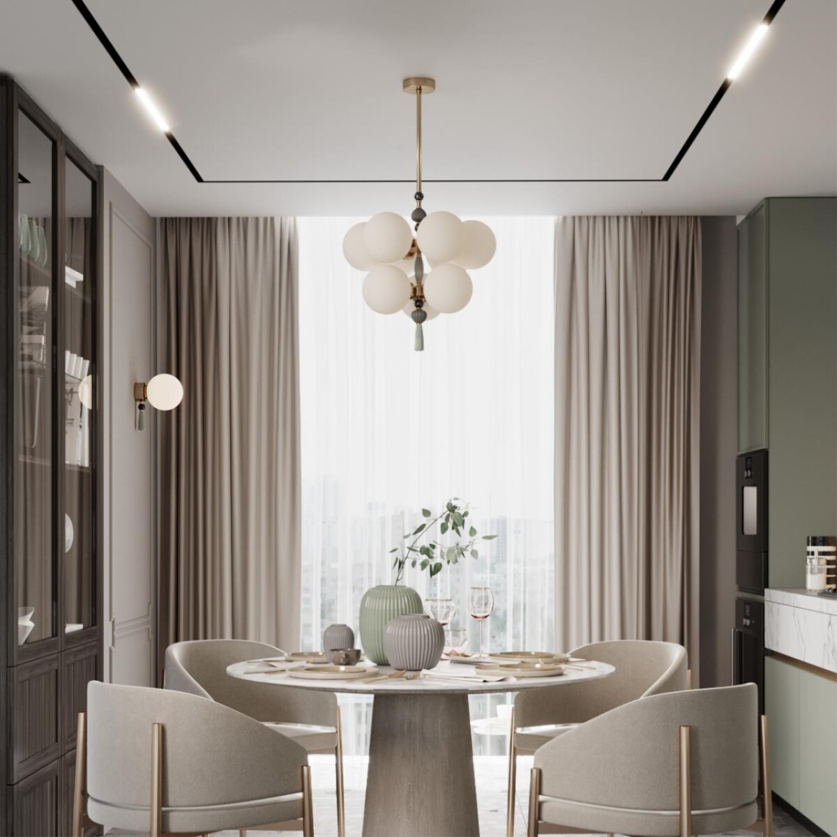 5405/9 MODERN ODL_EX23 123 золотой/серый/зеленый/белый матовый металл/керамика/стекло Люстра E14 9*40W PALLE — изображение 1