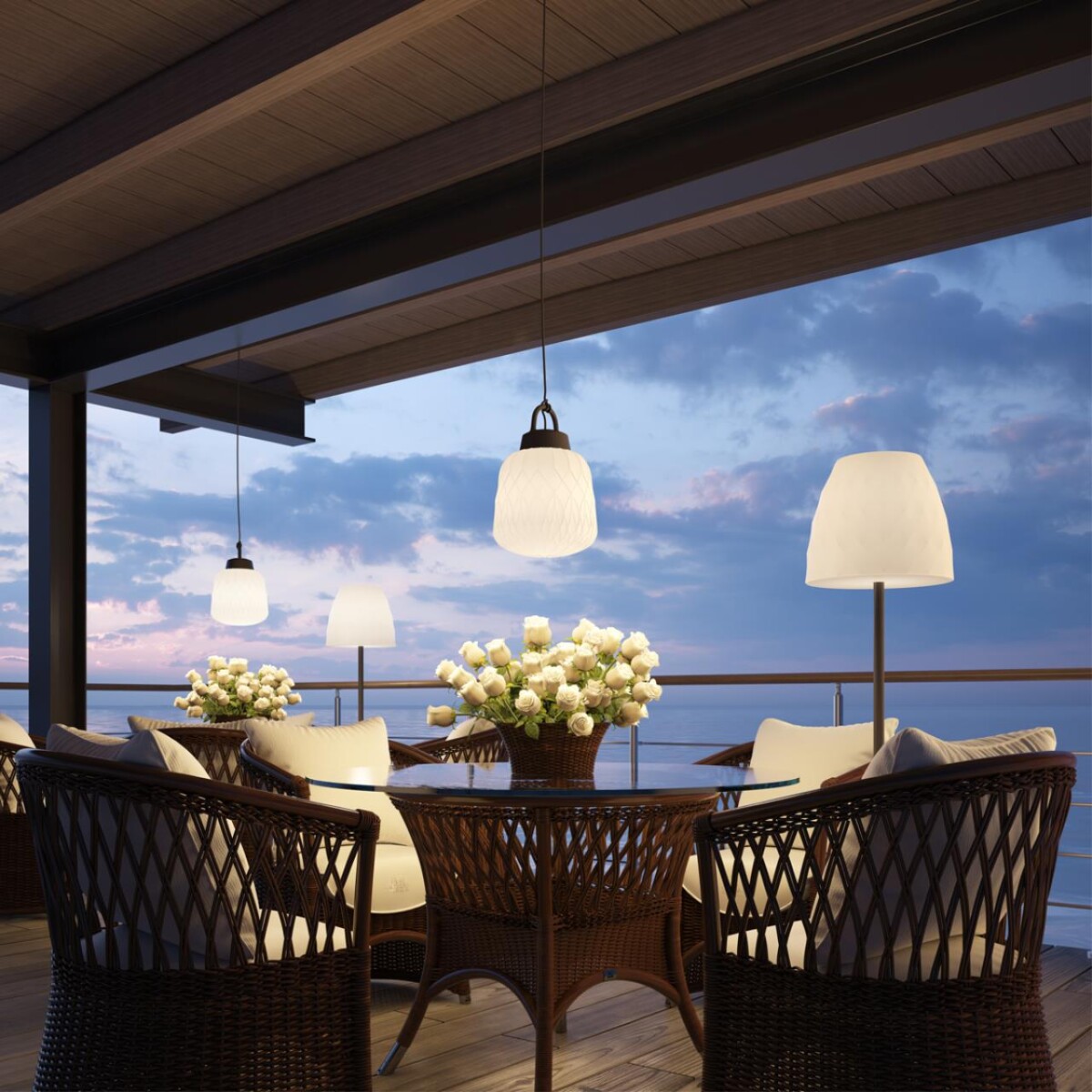 370602 STREET NT19 383 белый абажур/черная арматура Ландшафтный торшер IP44 E27 60W 100-240V CONTE — изображение 1