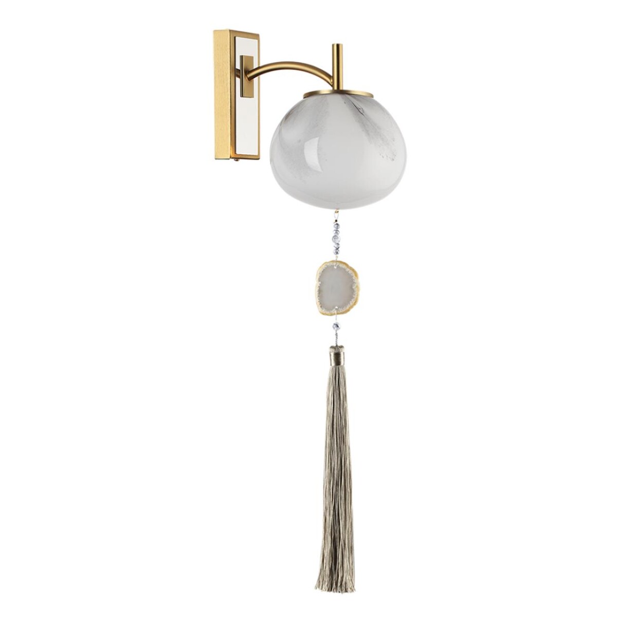 50170bbf9281360c703b6533303077b1 5432/1W MODERN ODL_EX25 089 золотой(под латунь)/стекло/кисточка/агат Бра E14 1*40W FIOLENT — изображение 1