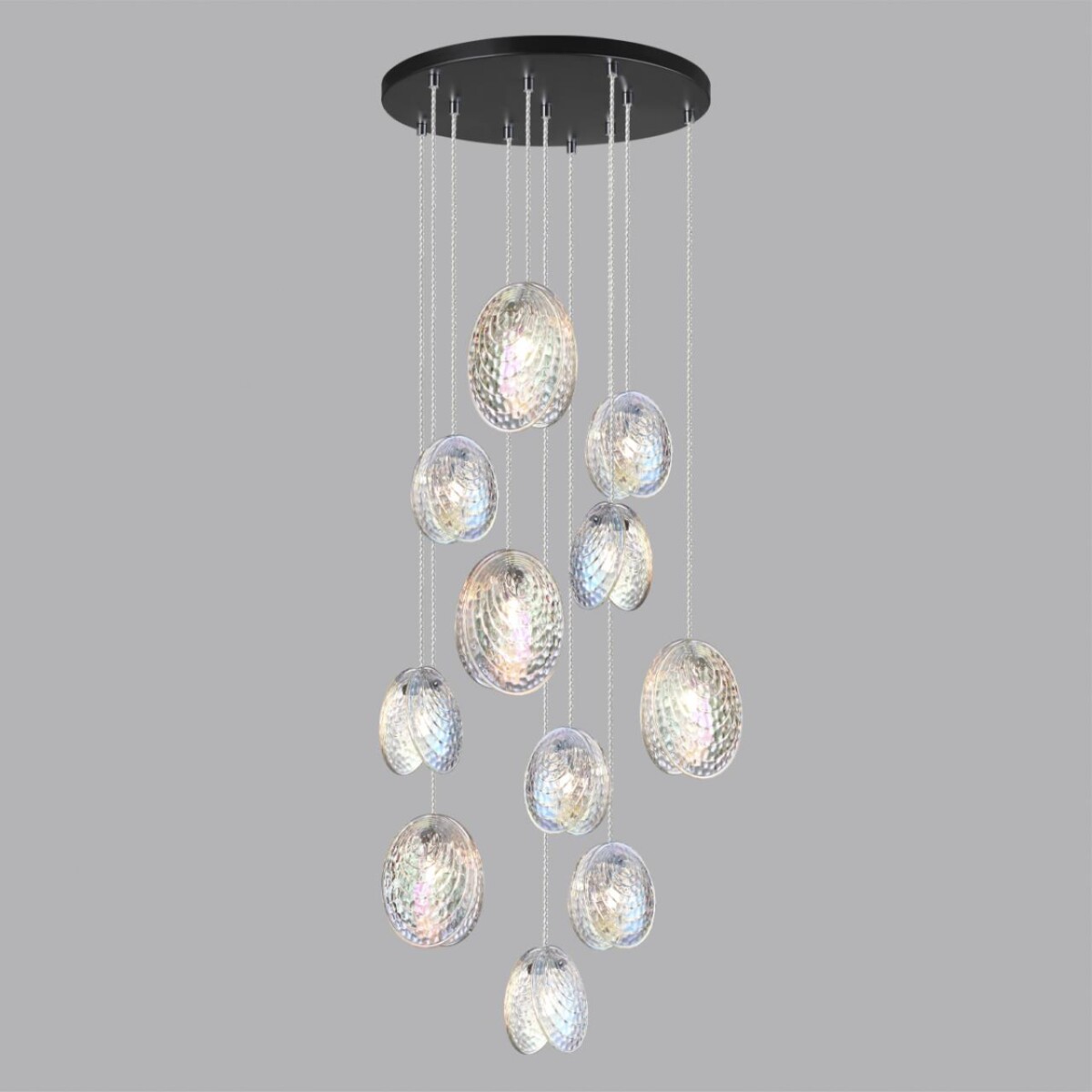 5039/11 MODERN ODL24 000 черный/перламутровый/металл/стекло Люстра каскадная G9 11*40W MUSSELS — изображение 4