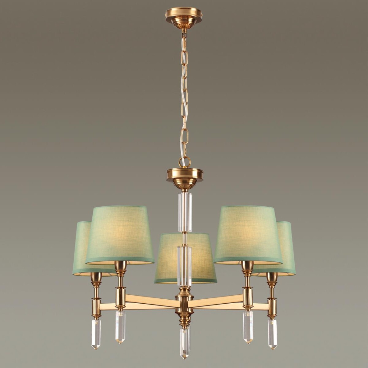 4887/5 MODERN ODL_EX22 159 бронзовый/зеленый/абажур ткань Люстра E14 5*40W LONDON — изображение 4