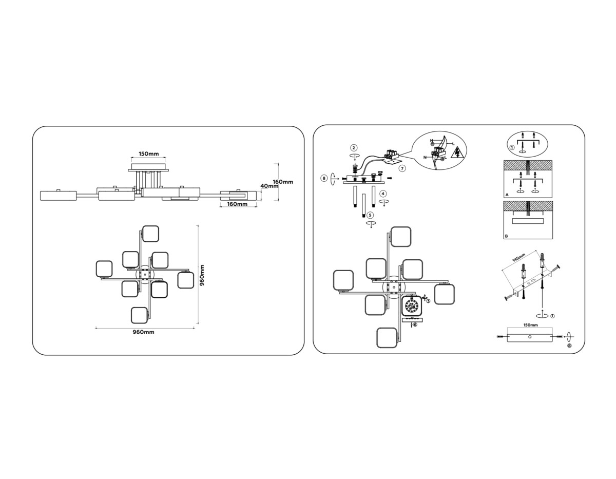 FL4890/8 BK/WD черный/дерево 144W 3000-6000K 960*960*160 (без ПДУ) — изображение 8