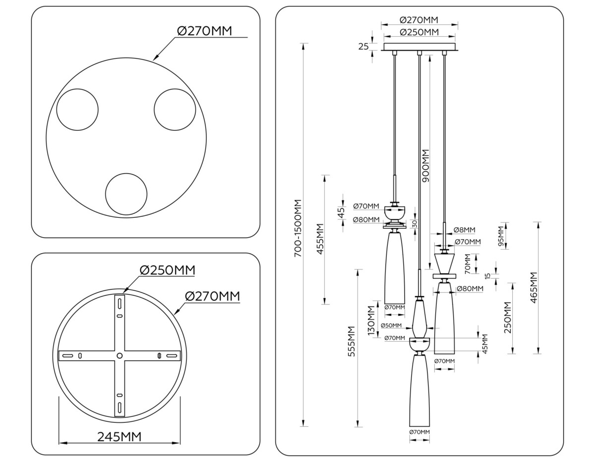 LH75367/3 GD/WH золото/белый G9*3 max 28W D270*1500 — изображение 6
