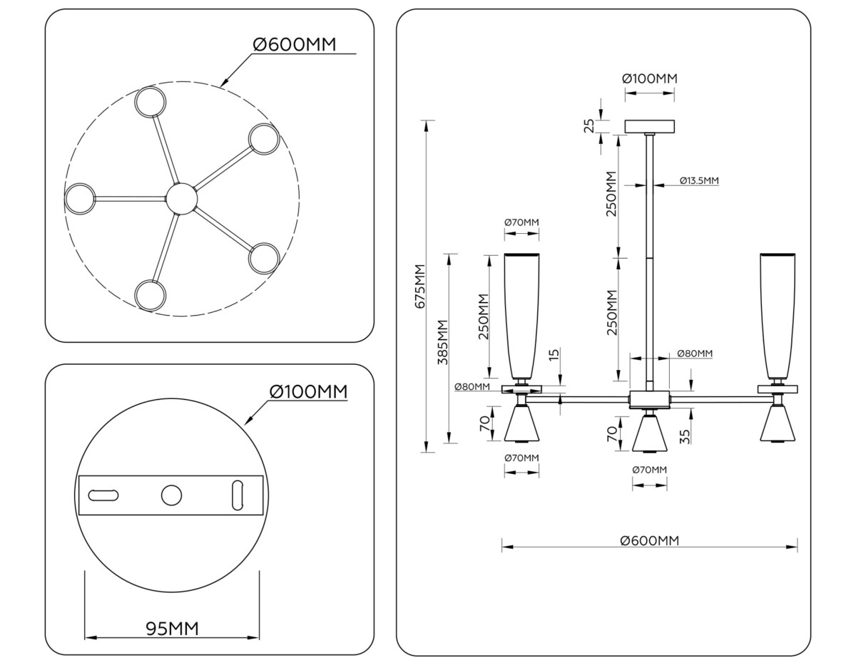 LH75371/5 GD/WH золото/белый G9*5 max 28W D600*675 — изображение 8