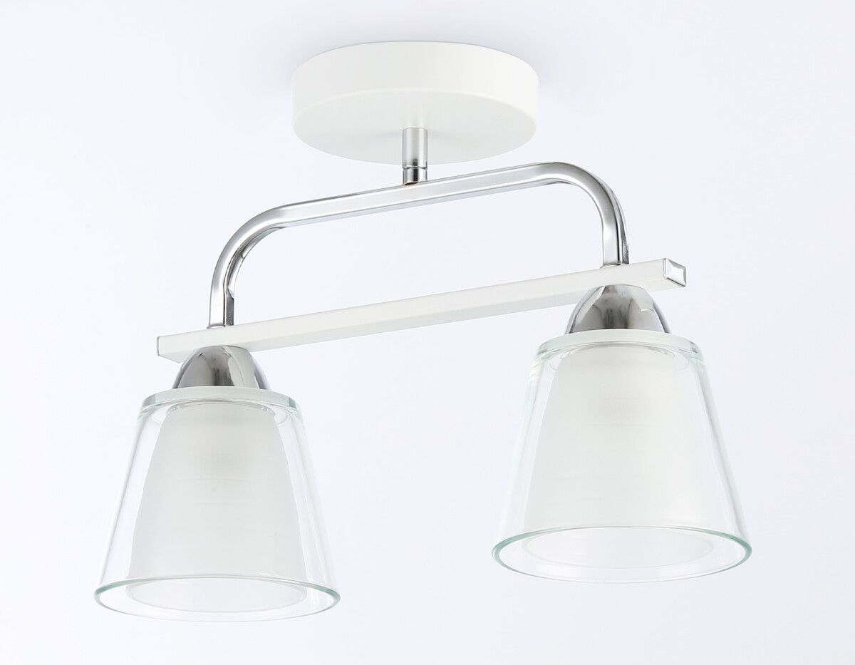 TR303229/2 WH/CH/CL/FR белый/хром/прозрачный/белый матовый E27*2 max 60W 340*120*250 — изображение 2