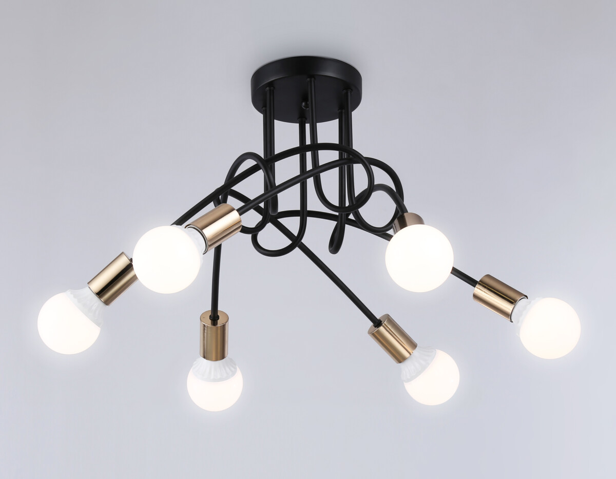 TR80419/6 BK/GD черный/золото E27/6 max 60W D690*370 — изображение 3