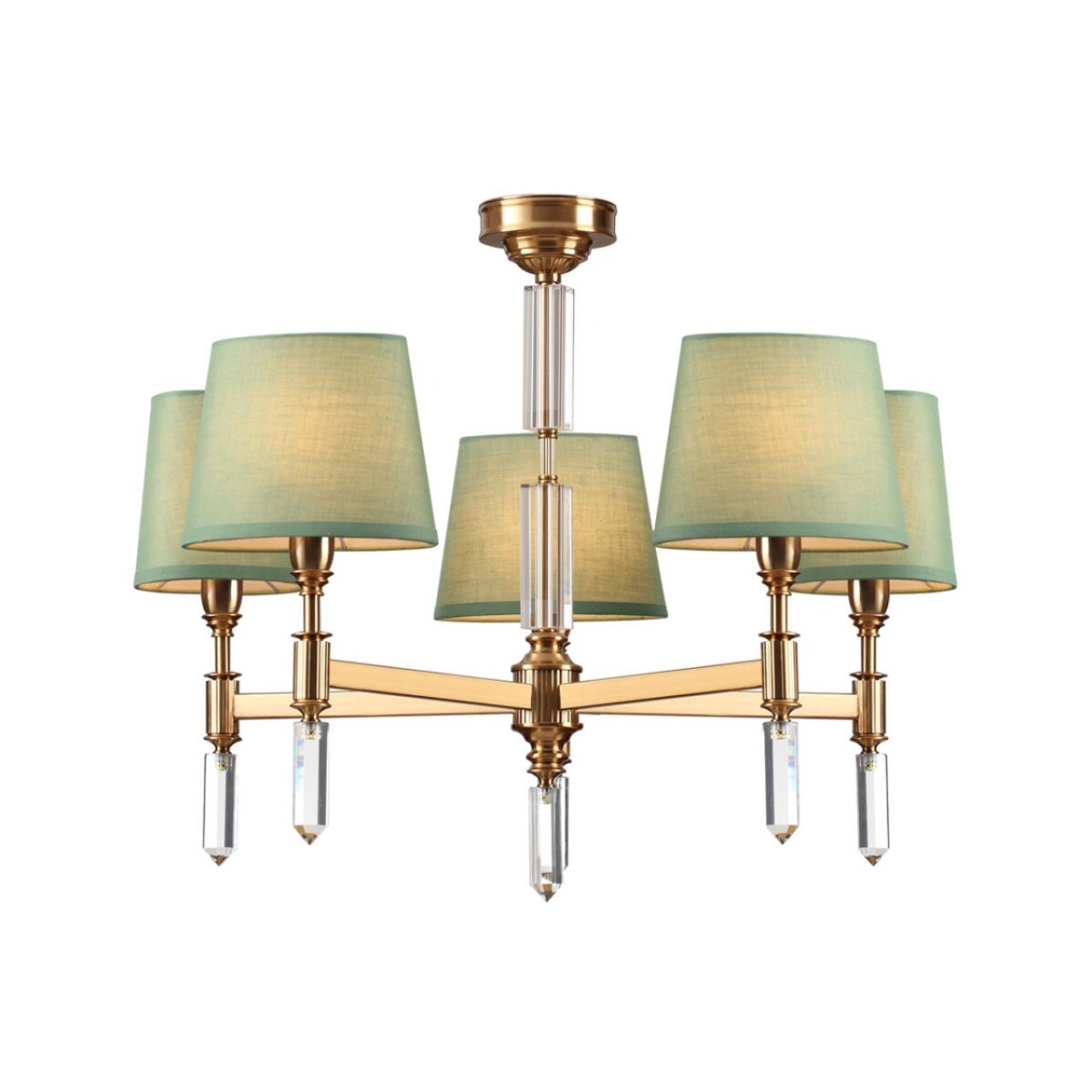 4887/5 MODERN ODL_EX22 159 бронзовый/зеленый/абажур ткань Люстра E14 5*40W LONDON — изображение 3
