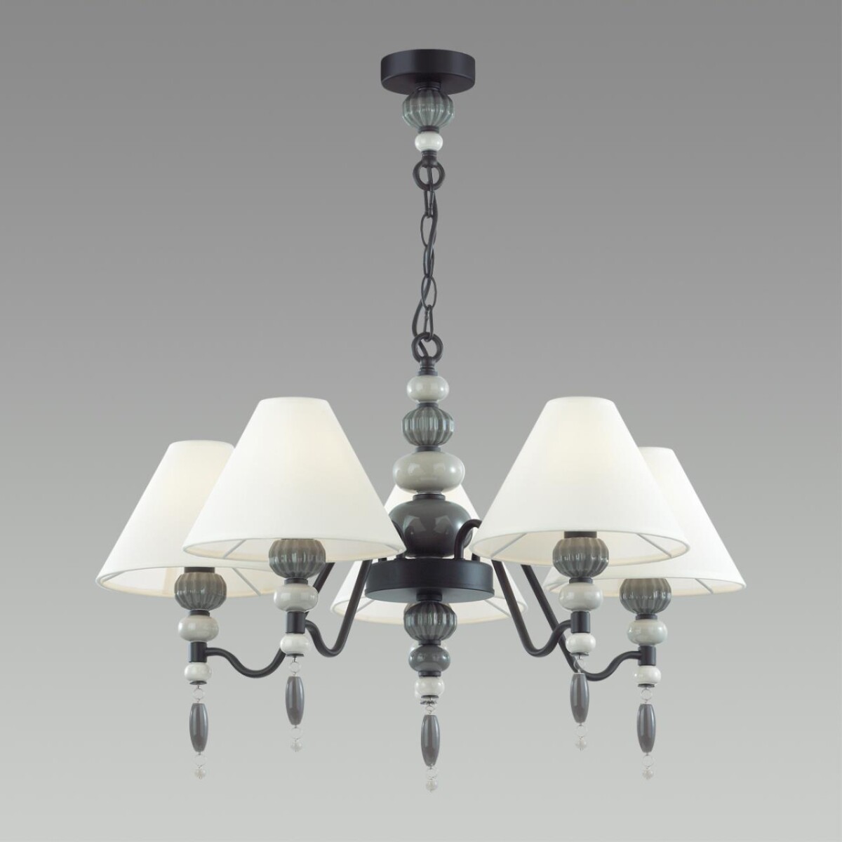 4896/5 MODERN ODL_EX23 107 черный матов./серый/молочный металл/керамика/ткань Люстра E14 5*40W SOCHI — изображение 4