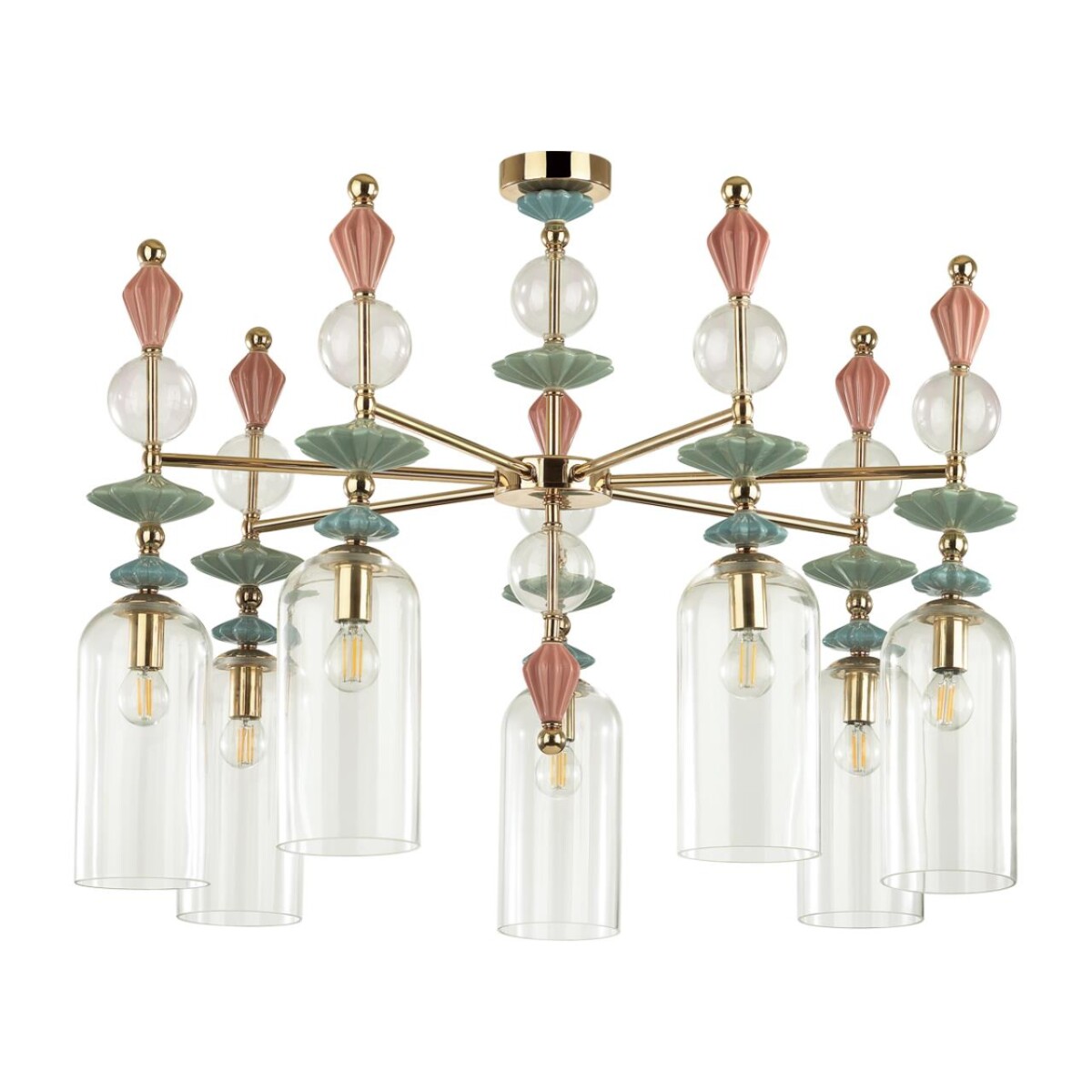4855/7C CLASSIC ODL_EX21 134 золото/разноцветн./керамика/стекло Люстра потолочная E14 7*40W BIZET — изображение 1