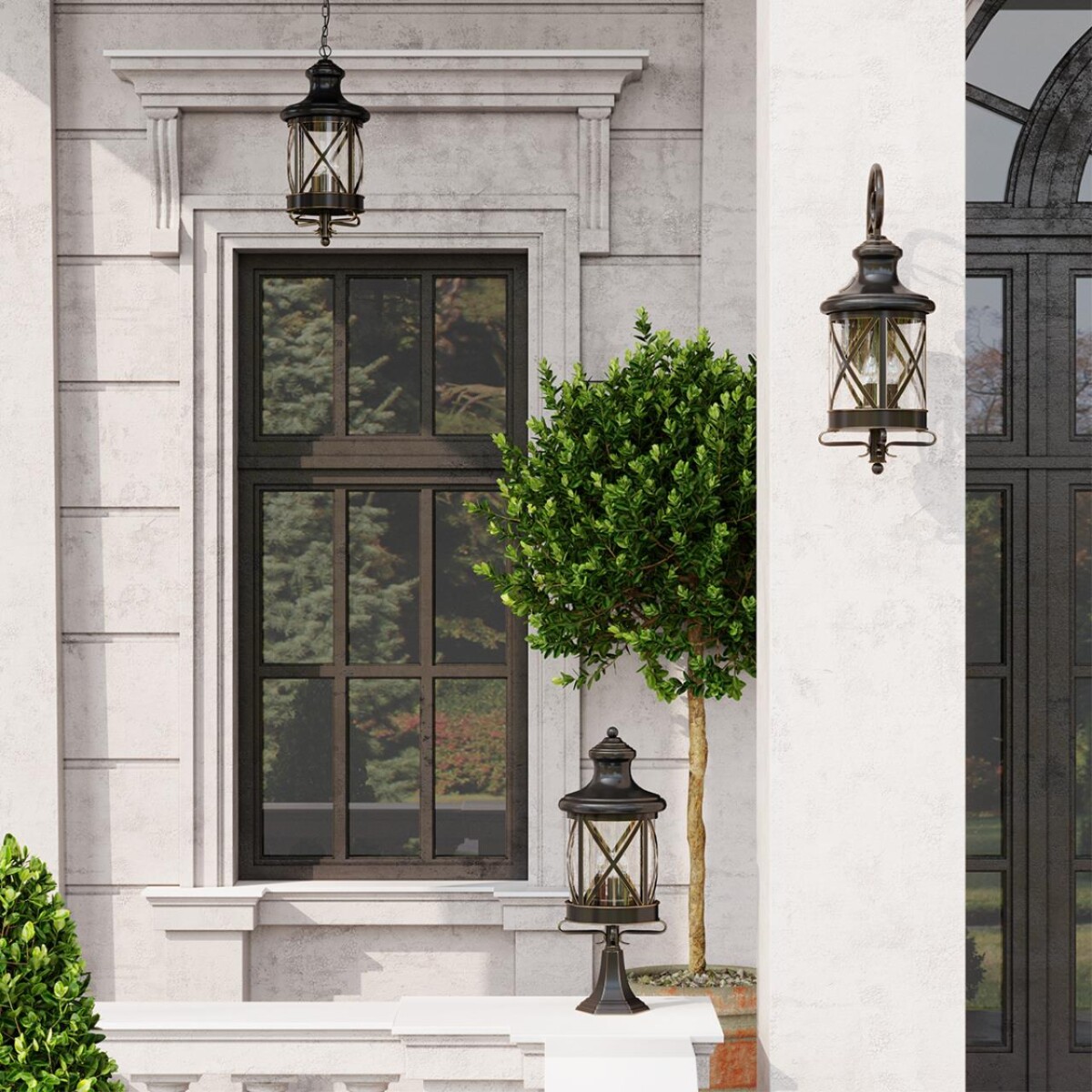 4045/3 NATURE ODL18 701 черный/золотая патина Уличный светильник-подвес IP44 E14 3*60W 220V SATION — изображение 1