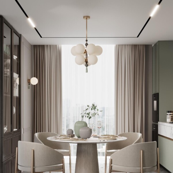 5405/6 MODERN ODL_EX23 123 золотой/серый/зеленый/белый матовый металл/керамика/стекло Люстра E14 6*40W PALLE