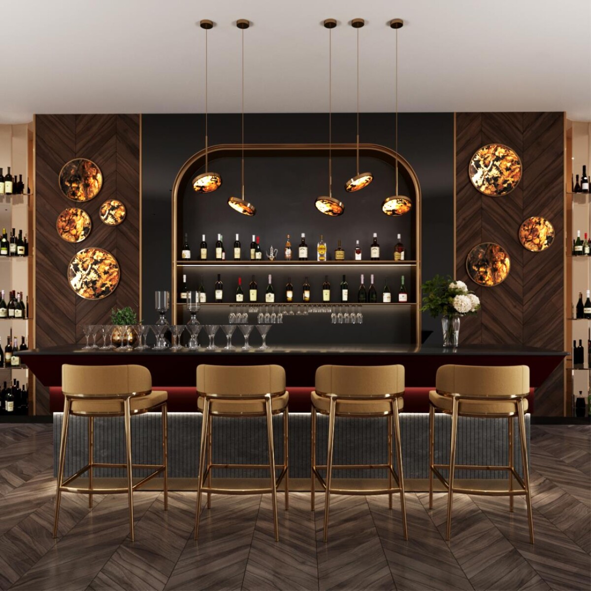 5079/50L L-VISION ODL24 209 зол/серо-бежевый/металл/натур.камень/акрил Настенный светильник с переключ.цветов.темпер. LED 50W 3000К/4000K/6000K BERGI — изображение 2