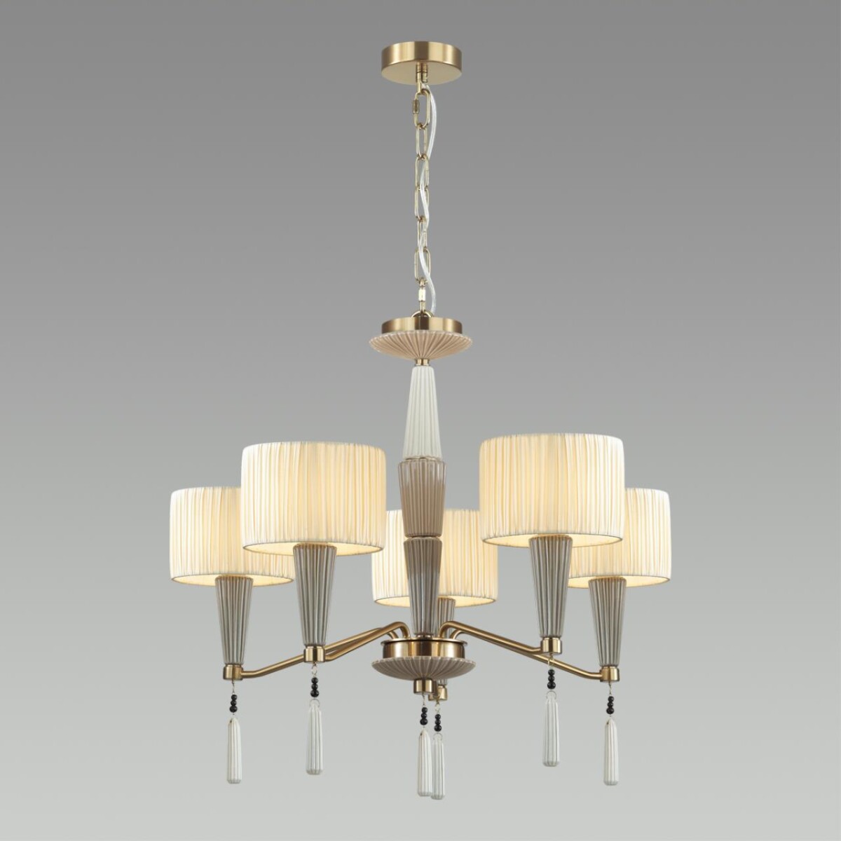 5403/5 CLASSIC ODL_EX23 117 бронзовый/светло-коричневый/кремовый металл/керамика/ткань Люстра E14 5*40W LATTE — изображение 4