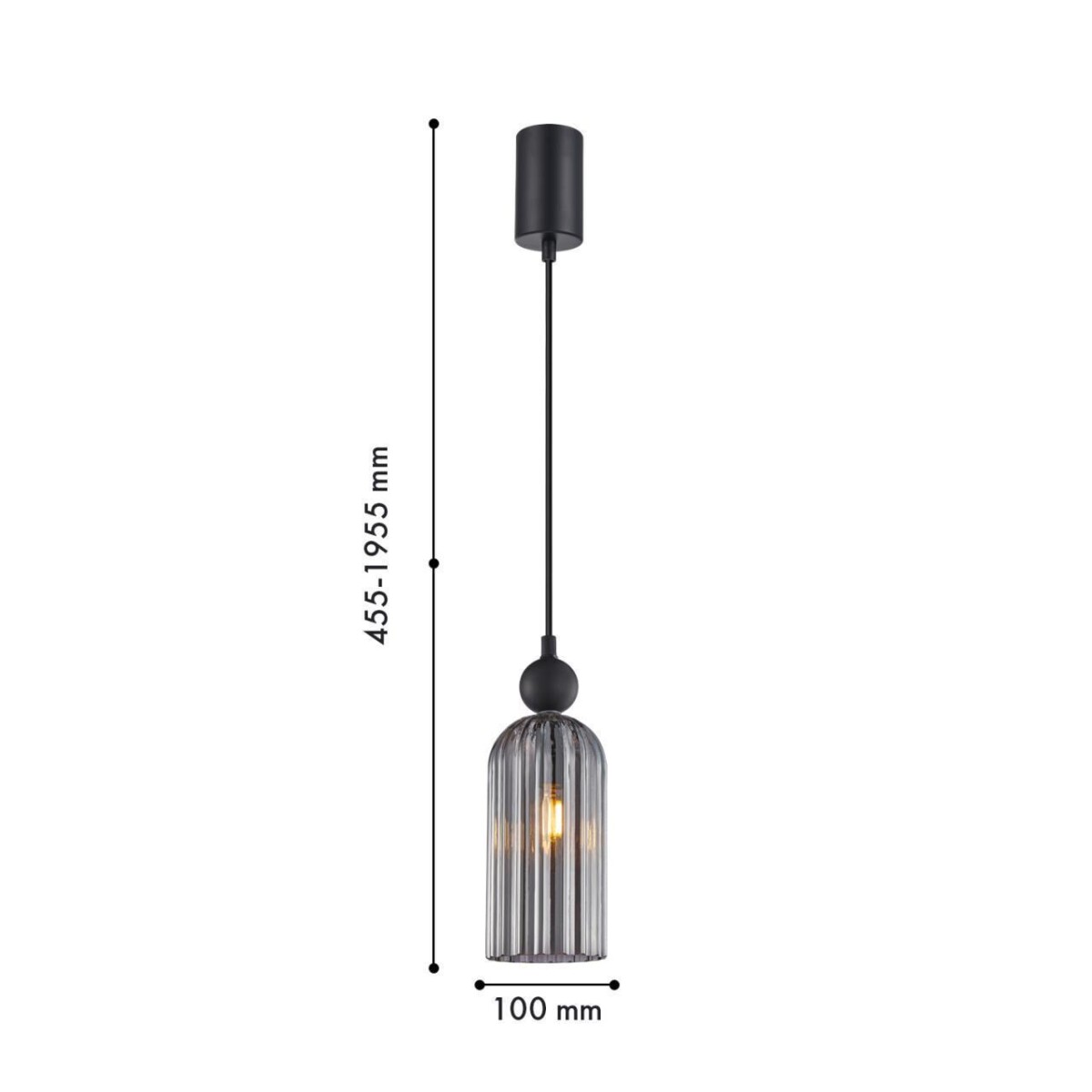 4366-1P, подвес, D100xH455/1955, 1xE14x40W, excluded — изображение 2