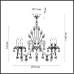 4977/8 HALL ODL23 627 золотой/хрусталь Люстра E14 8*40W VERSIA — изображение 2