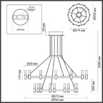 5009/98L L-VISION ODL23 529 матовый черный/ ант.бронза/белый/металл/акрил Люстра LED 98W 4000K 3300Лм CANDEL