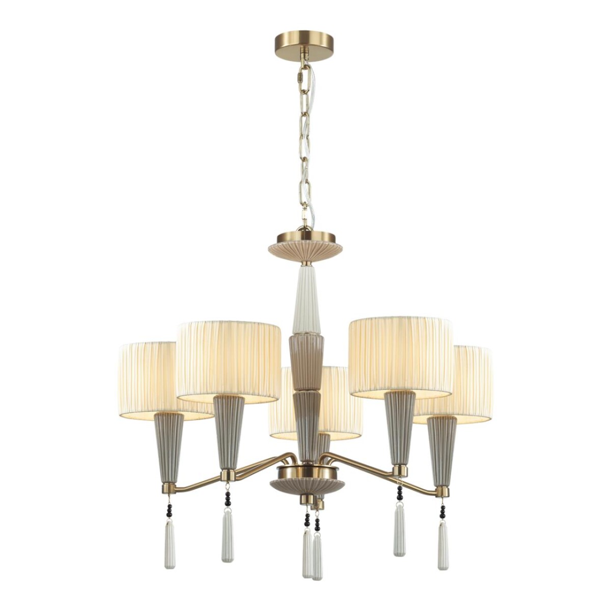 5403/5 CLASSIC ODL_EX23 117 бронзовый/светло-коричневый/кремовый металл/керамика/ткань Люстра E14 5*40W LATTE — изображение 6