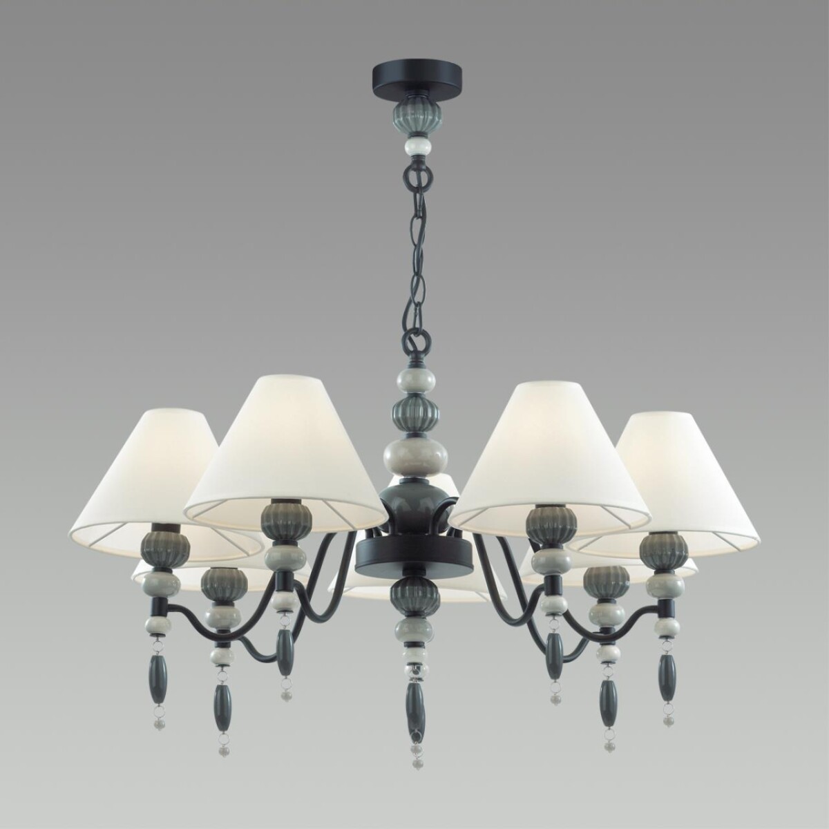 4896/7 MODERN ODL_EX23 107 черный матов./серый/молочный металл/керамика/ткань Люстра E14 7*40W SOCHI — изображение 4