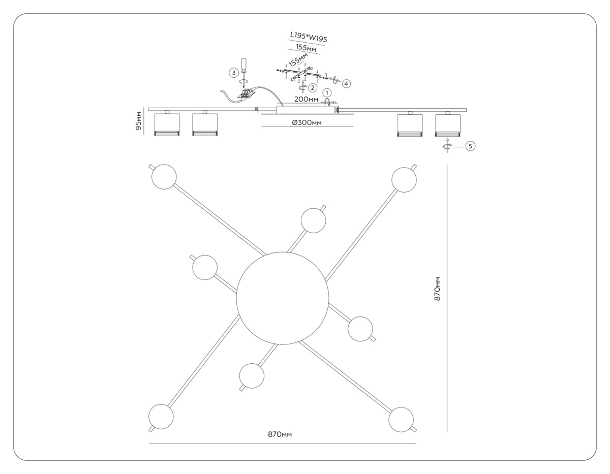 FL51759/8 WH/GD белый/золото GX53/8 max 12W 870*870*95 — изображение 3