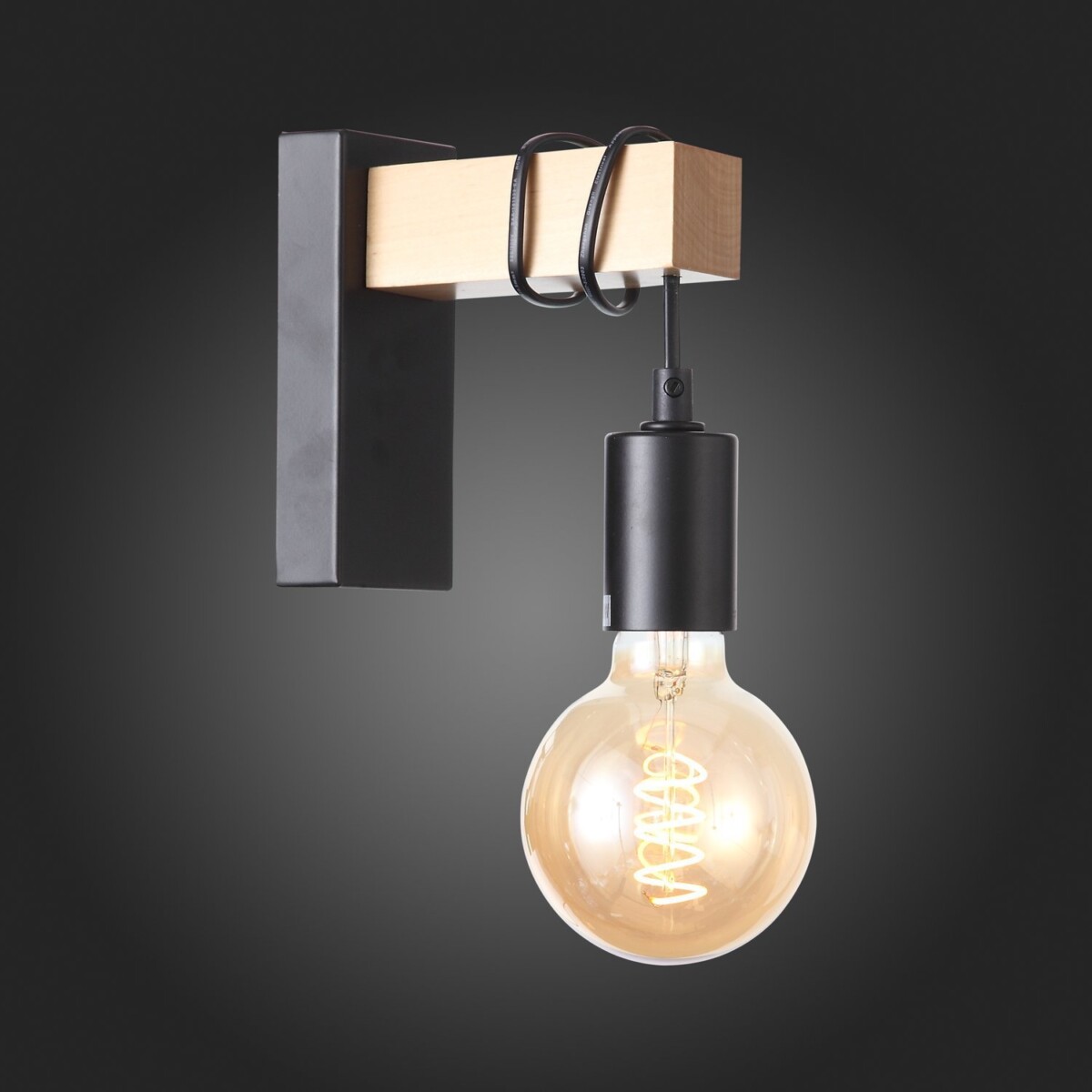 SL1142.401.01 Светильник настенный Черный, Светлое дерево E27 1*60W BAGETTI — изображение 2
