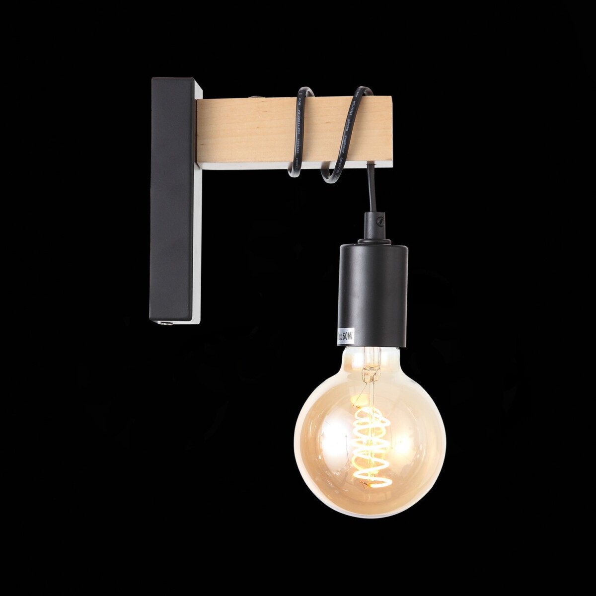 SL1142.401.01 Светильник настенный Черный, Светлое дерево E27 1*60W BAGETTI — изображение 4