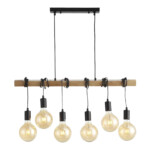 SL1142.403.06 Светильник подвесной Черный, Светлое дерево E27 6*60W BAGETTI — изображение 3