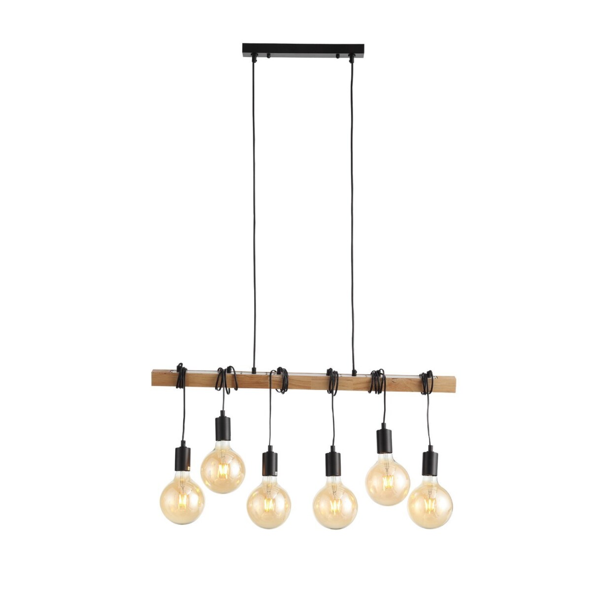 SL1142.403.06 Светильник подвесной Черный, Светлое дерево E27 6*60W BAGETTI — изображение 6