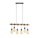 SL1142.403.06 Светильник подвесной Черный, Светлое дерево E27 6*60W BAGETTI — изображение 6