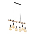 SL1142.403.06 Светильник подвесной Черный, Светлое дерево E27 6*60W BAGETTI — изображение 9