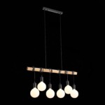 SL1142.403.06 Светильник подвесной Черный, Светлое дерево E27 6*60W BAGETTI — изображение 10