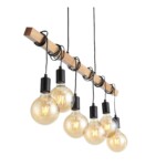 SL1142.403.06 Светильник подвесной Черный, Светлое дерево E27 6*60W BAGETTI — изображение 12