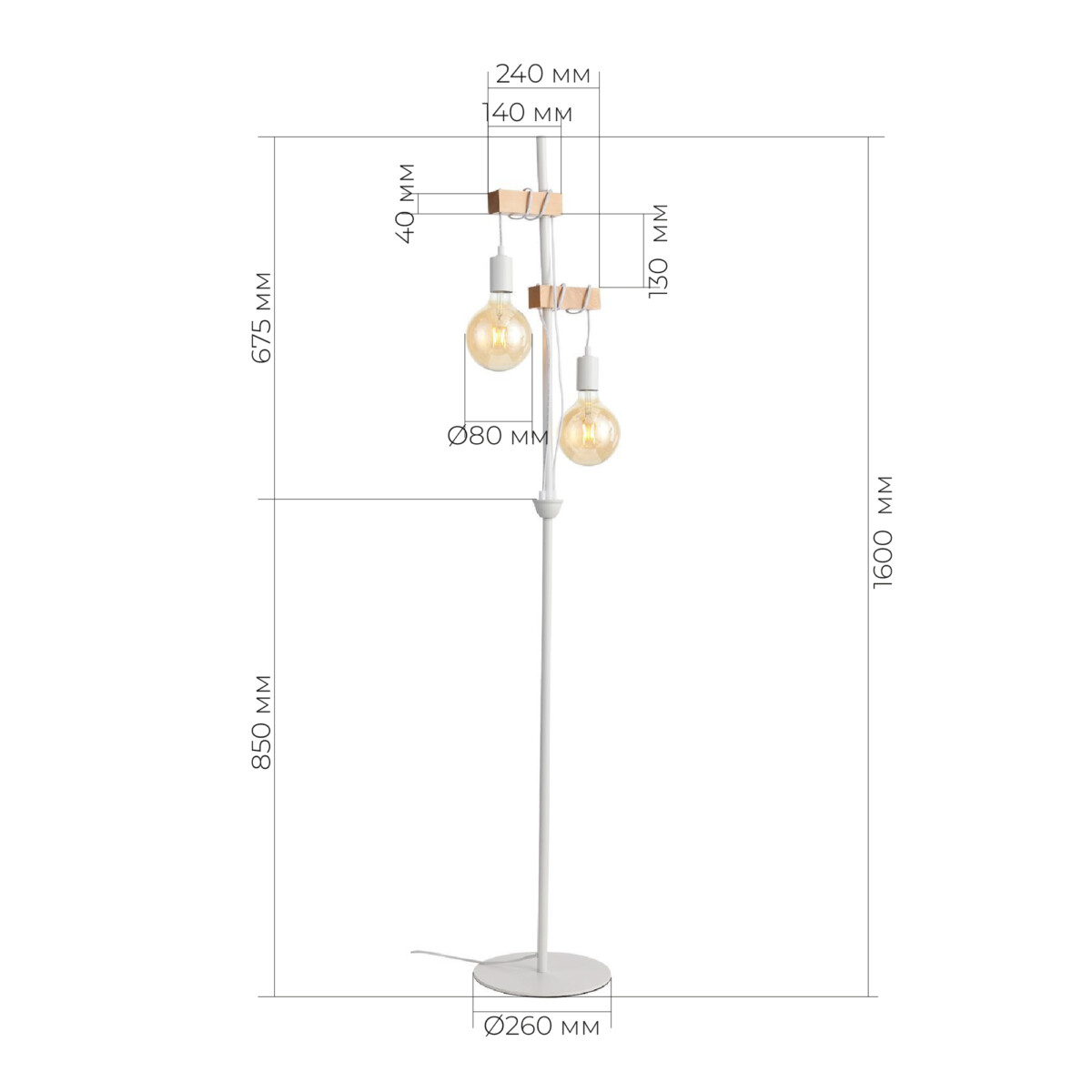 SL1142.505.01 Светильник напольный Белый, Светлое дерево E27 2*60W BAGETTI — изображение 10