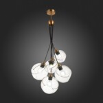 SLE103103-06 Светильник подвесной Золотистый/Прозрачный E27 6*60W SATTURO — изображение 8