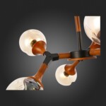 SLE109402-06 Светильник потолочный Черный, Темное дерево/Прозрачный, Янтарный E27 6*60W RAQUEL — изображение 5