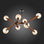 SLE109402-08 Светильник потолочный Черный, Темное дерево/Прозрачный, Янтарный E27 8*60W RAQUEL — изображение 2