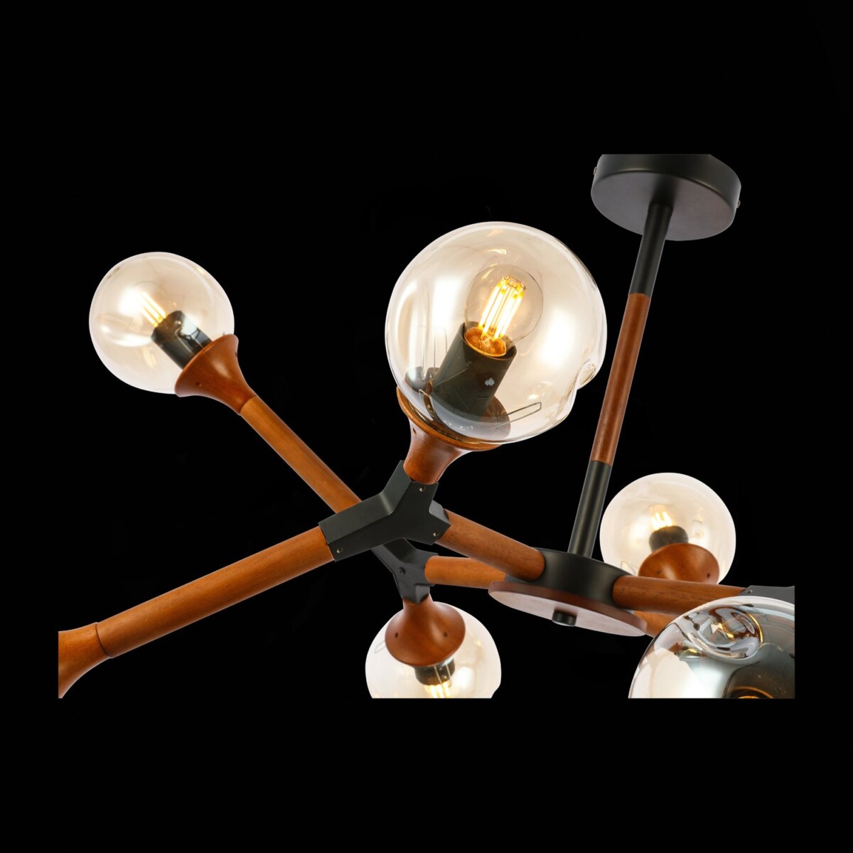 SLE109402-08 Светильник потолочный Черный, Темное дерево/Прозрачный, Янтарный E27 8*60W RAQUEL — изображение 7