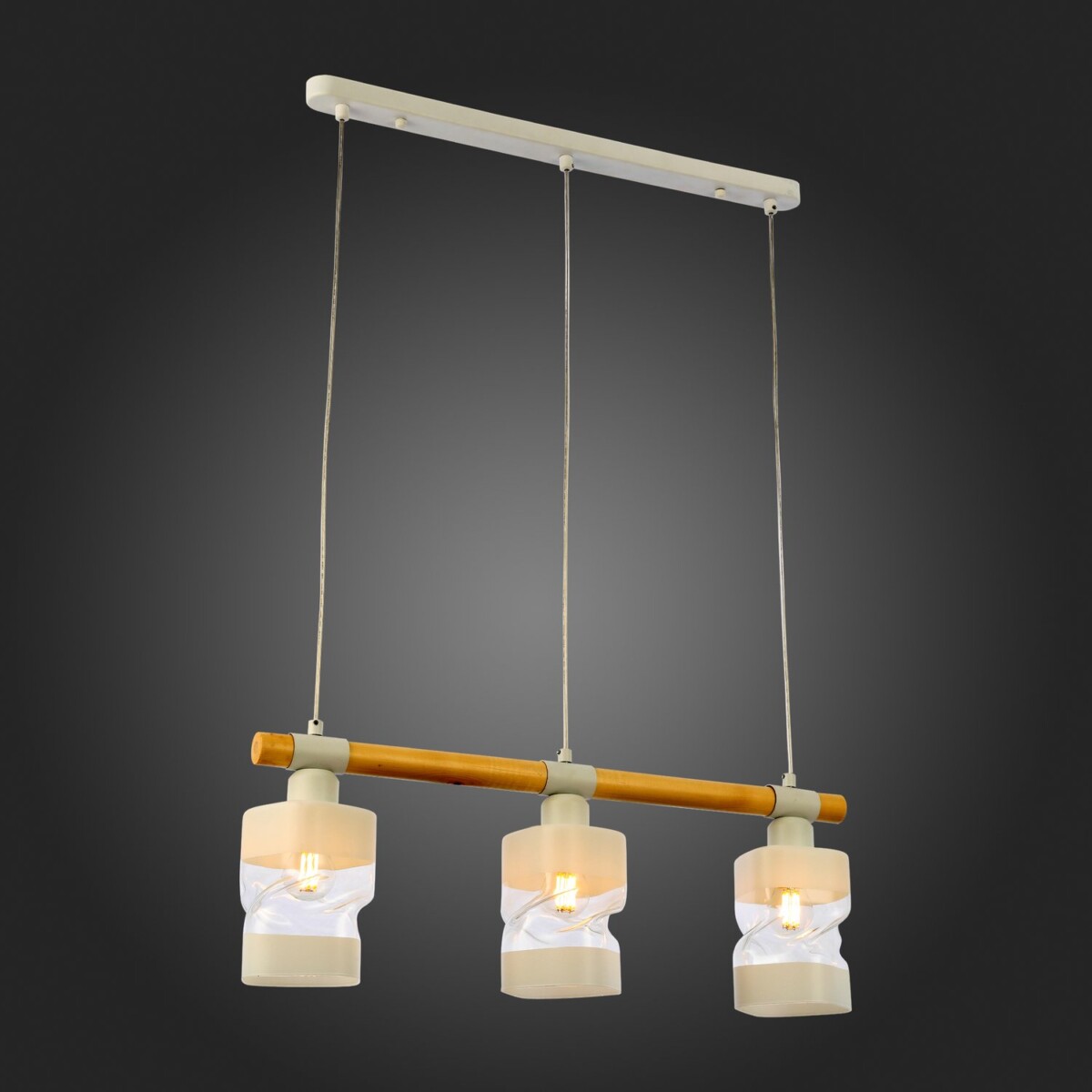 SLE114503-03 Светильник подвесной Белый, Светлое дерево/Белый, Прозрачный E27 3*60W ABIRITTO — изображение 2