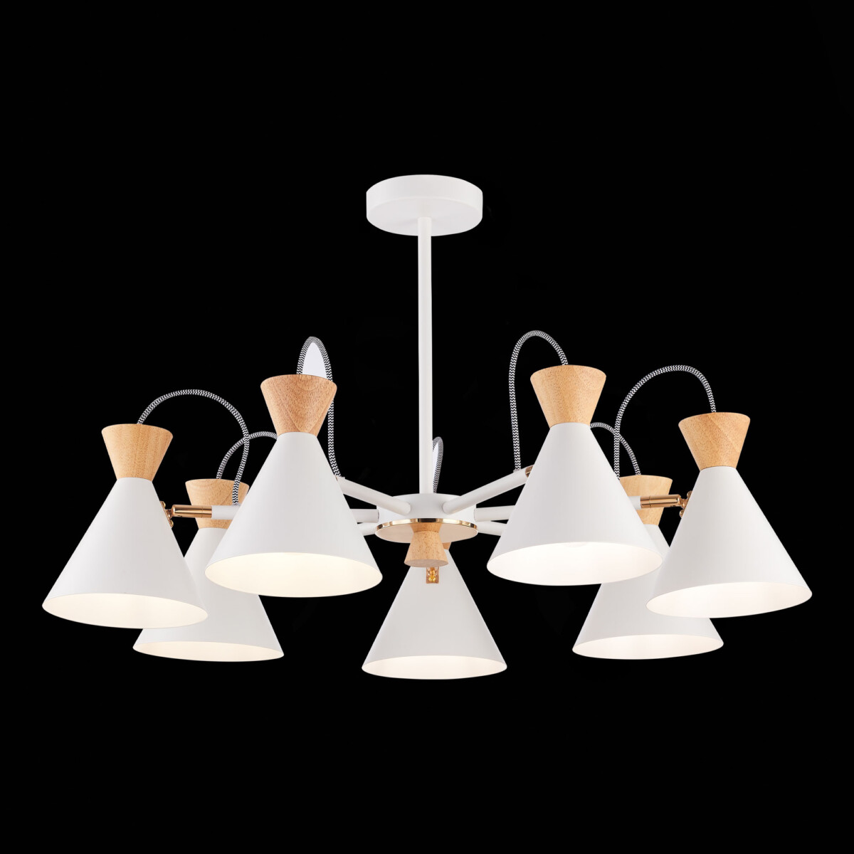 SLE125102-07_01B SLE125102-07 Светильник потолочный Белый, Золотистый/Белый, Светлое дерево E14 7*40W MODICA — изображение 1