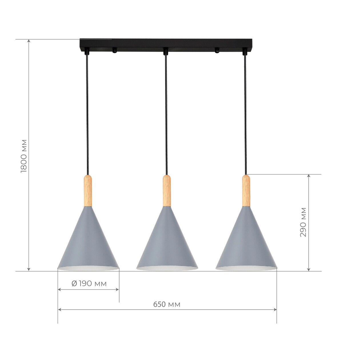 SLE1255-413-03_01G SLE1255-413-03 Светильник подвесной Черный/Серый E27 3*40W ARKET — изображение 1