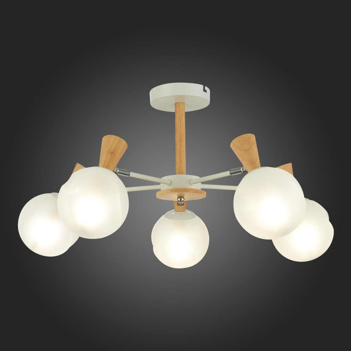 SLE220702-05 Светильник потолочный Белый, Светлое дерево/Белый E14 5*40W CATANIA — изображение 2