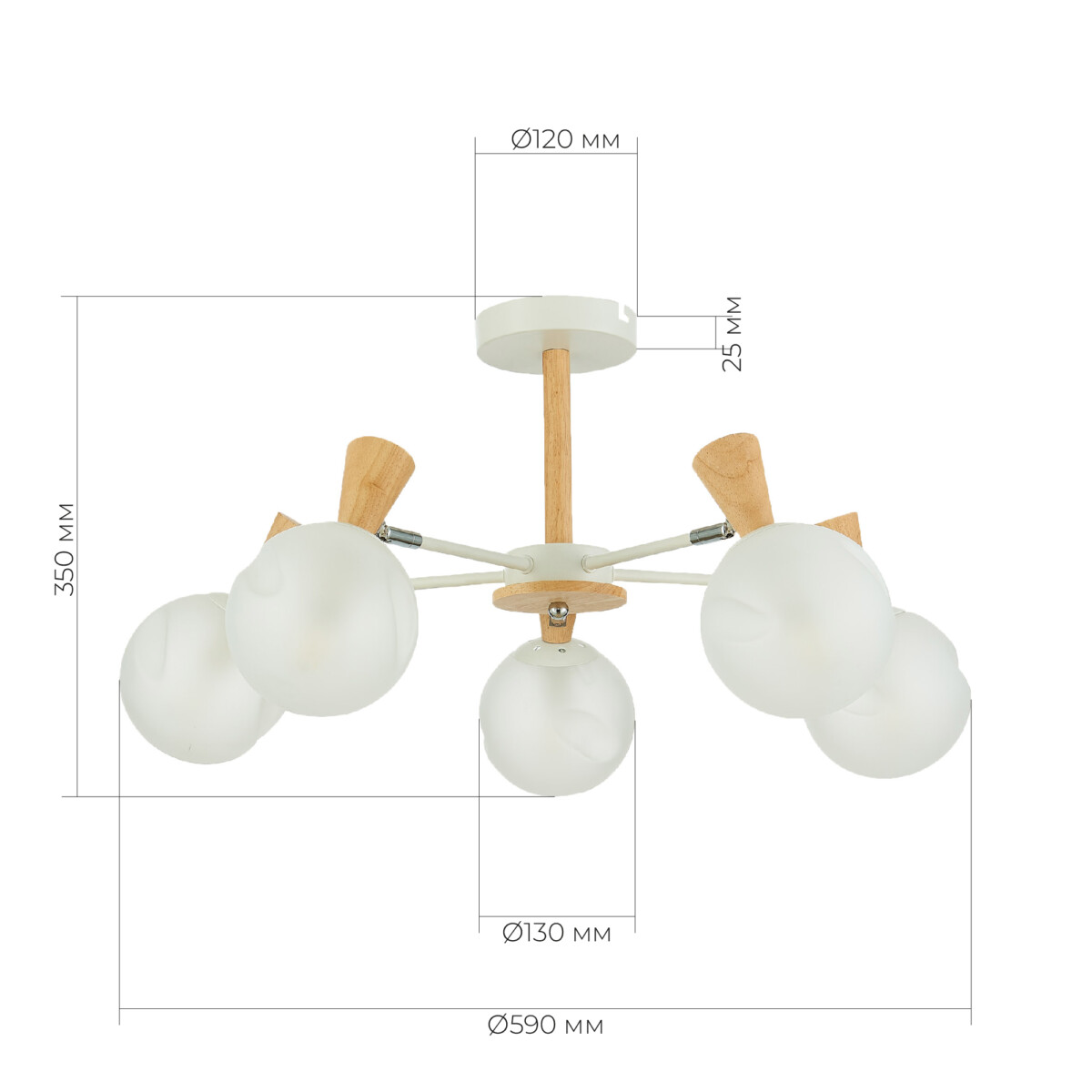 SLE220702-05 Светильник потолочный Белый, Светлое дерево/Белый E14 5*40W CATANIA — изображение 10