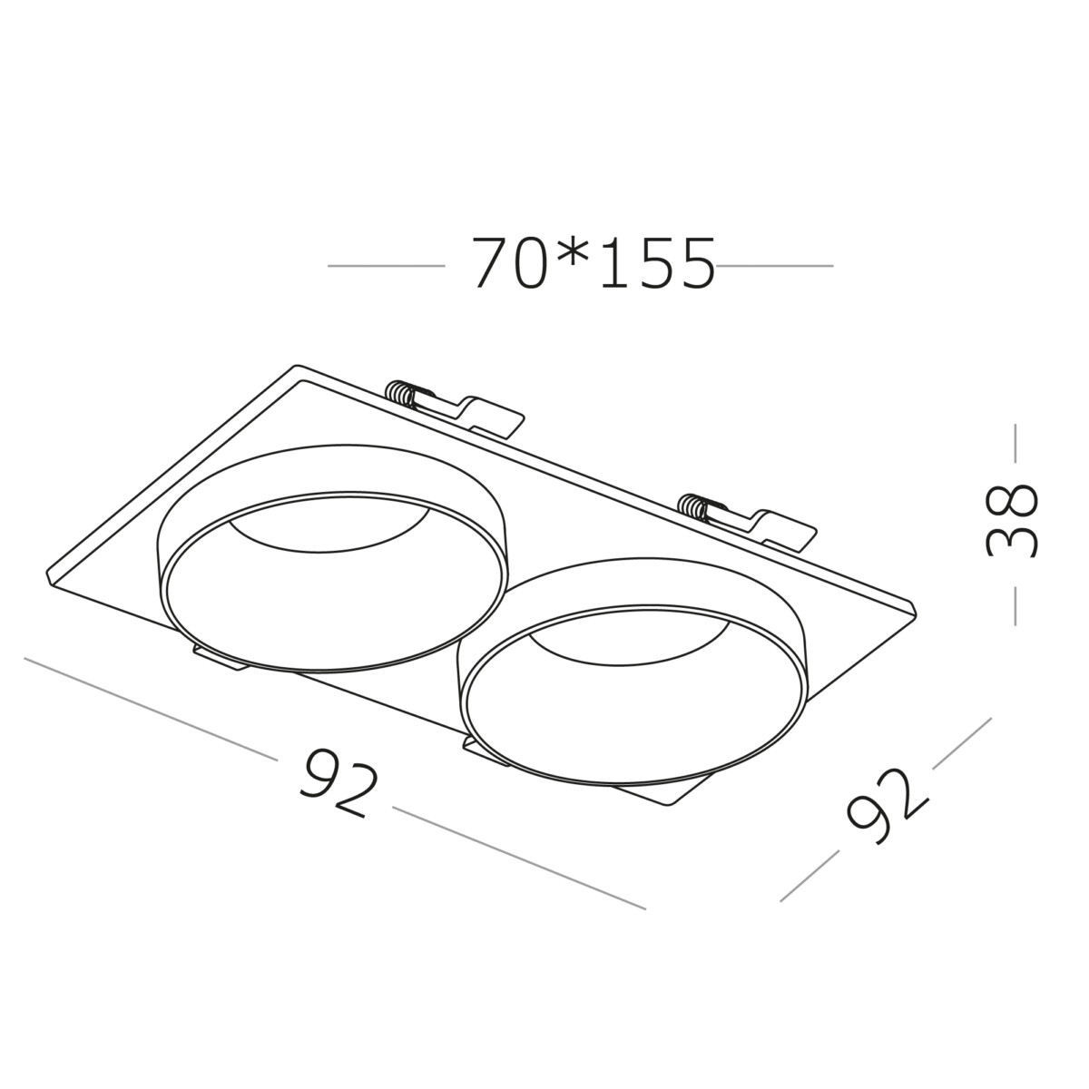 ST206.528.02 Св-к встр. Белый GU10 2*50W  IP20 L175xW92xH38 220V Без ламп Встраиваемые светильники — изображение 4