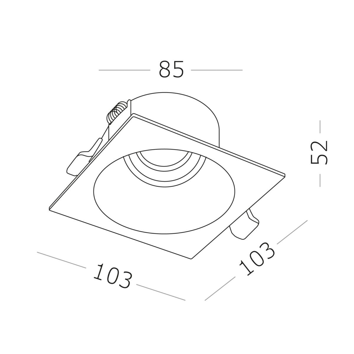 ST207.418.01 Св-к встр. Черный GU10 1*50W  L103xW103xH52 220V Без ламп Встраиваемые светильники — изображение 5