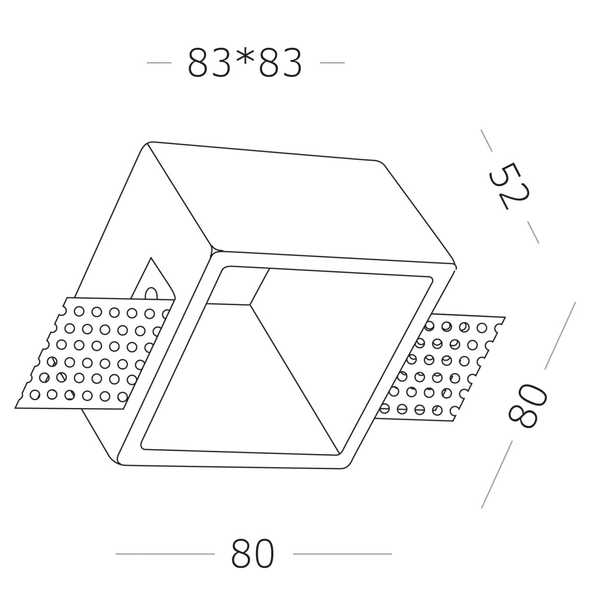 ST252.518.01 Св-к встр. из гипса Белый GU10 1*50W  IP20 L80xW80xH52 180-240V Без ламп Встраиваемые светильники — изображение 4