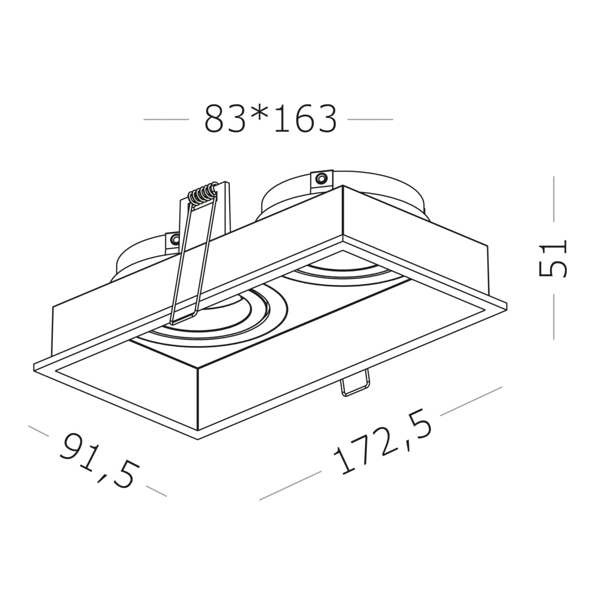 ST261.518.02_04W ST261.518.02 Св-к встр. Белый GU10 2*50W IP20 L91,5xW17,2xH5,2 220V Без ламп Встраиваемые светильники — изображение 2
