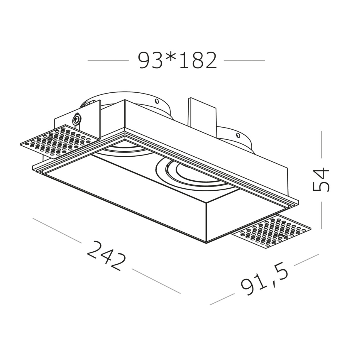 ST262.518.02 Св-к встр. Белый GU10 2*50W IP20 L91,5xW17,2xH5,2 220V Без ламп Встраиваемые светильники — изображение 2