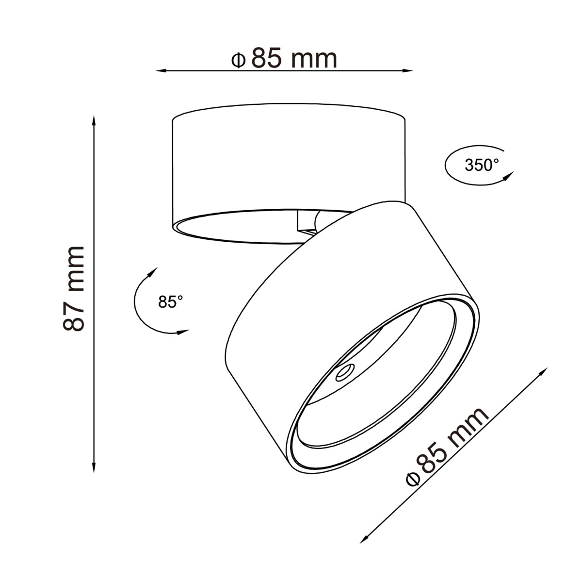 ST651.542.09 Светильник потолочный поворотный Белый LED 1*9W 4000K 720Lm Ra>90 120° IP20 D85xH87 170 Накладные светильники — изображение 4