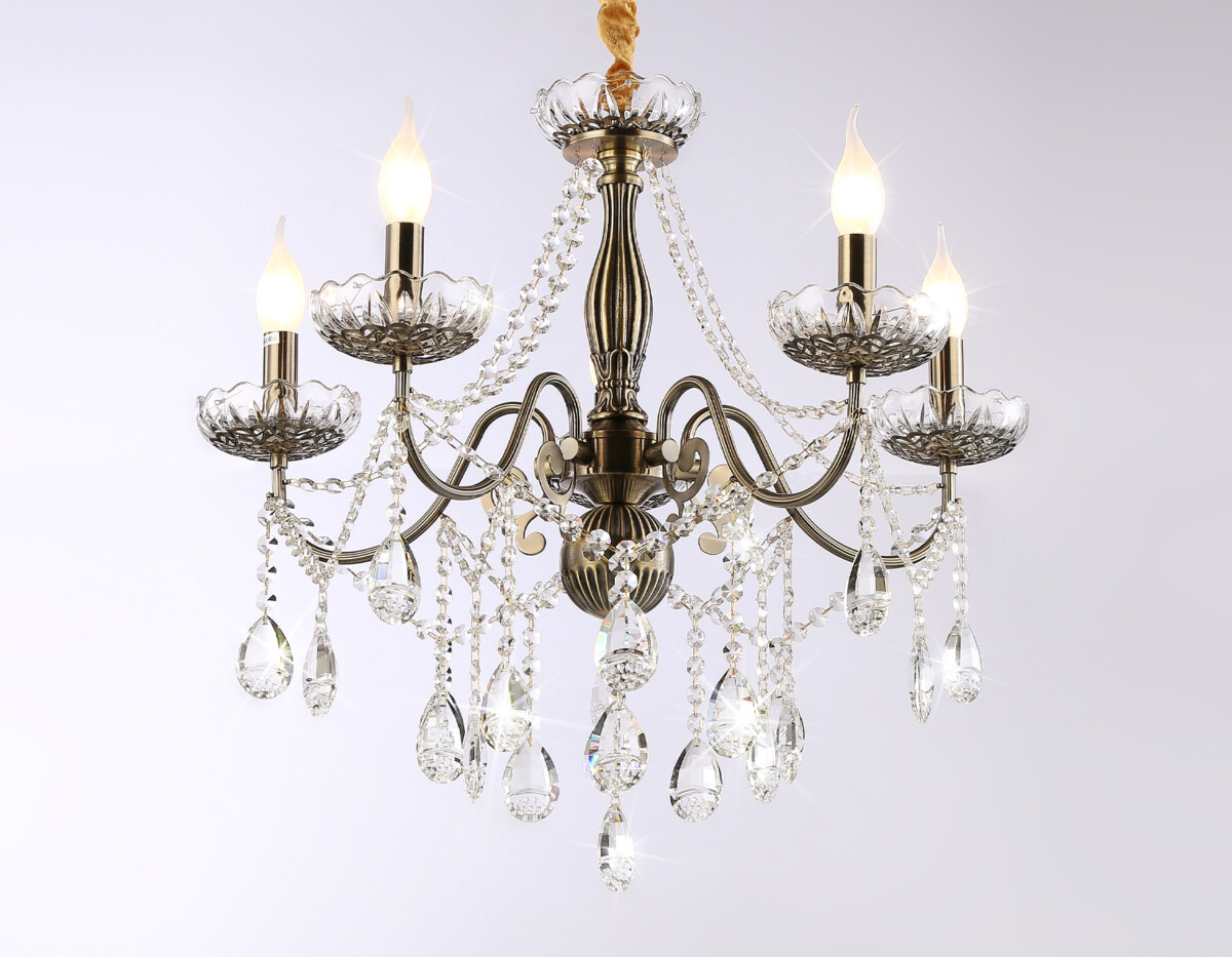 TR4949/5 SB/CL бронза/прозрачный E14/5 max 40W D620*585 — изображение 3