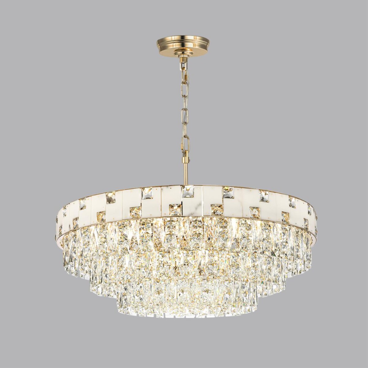 5076/21 HALL (В 2-х КОРОБКАХ) ODL24 599 золото/прозрачный/белый/металл/хрусталь/алебастр Люстра E14 21*40W CHESSI — изображение 3
